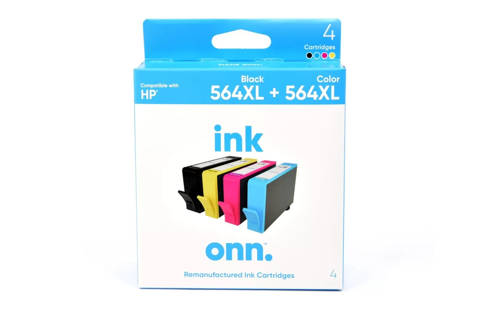 Onn.  HP 564XL Black & Color Ink Cartridges, 4Pk