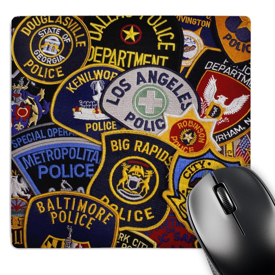 3dRose US Police Shoulder Badges David R. Frazier 8x8 Inch Mouse Pad