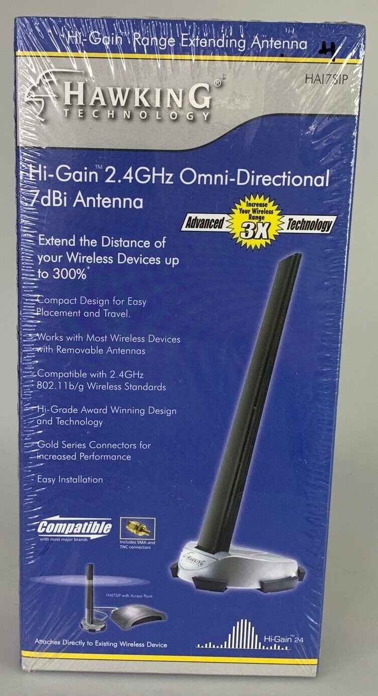 Hawking Technology HI-Gain Omni-Directional 2.4GHz 7dBi Antenna NIB Sealed
