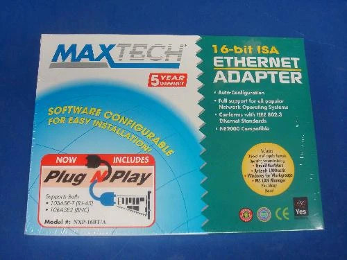 NXP-16BT/A maxtech 16-BIT isa ethernet adapter 10BASET and 10BASE2 NE2000 compa