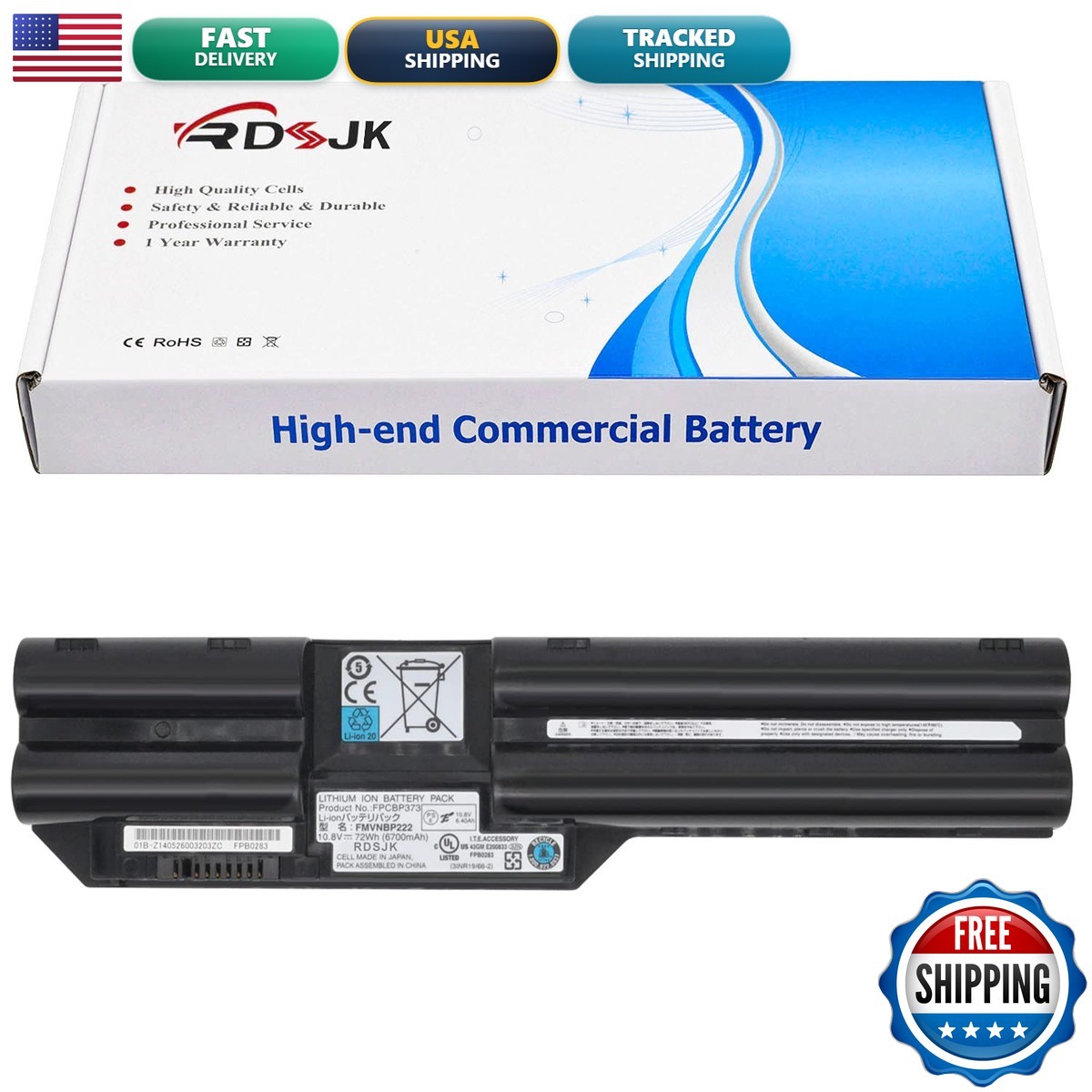 RDSJ FMVNBP222 Laptop Battery for Fujitsu LifeBook T732 T734 T902 10.8V 72Wh