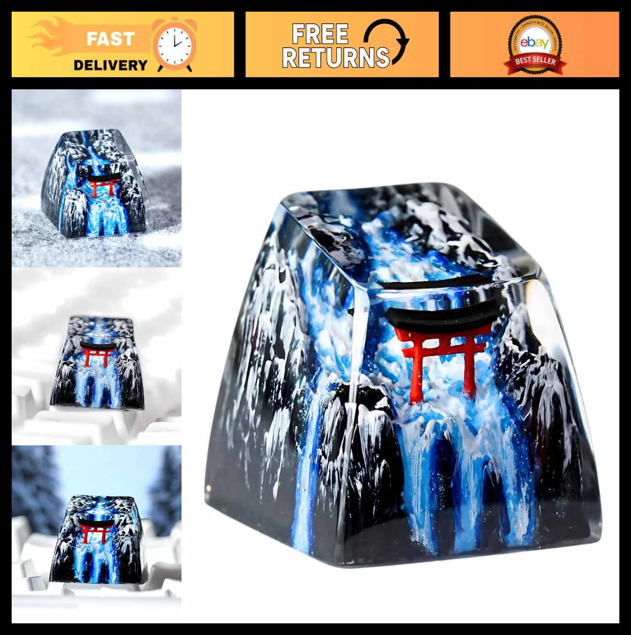 Artisan Red Torii Gate Keycap - Winter Waterfall R1 SA Profile Custom 1U ESC - H