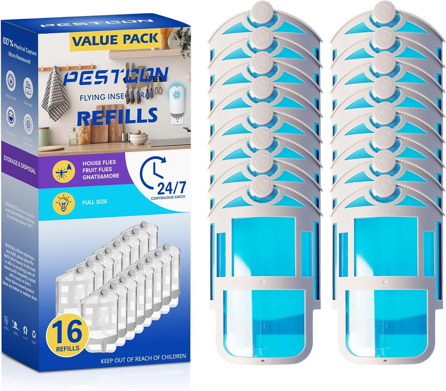 16 Pack Refill Cartridge Compatible with Flying Insect Trap M364 & Max