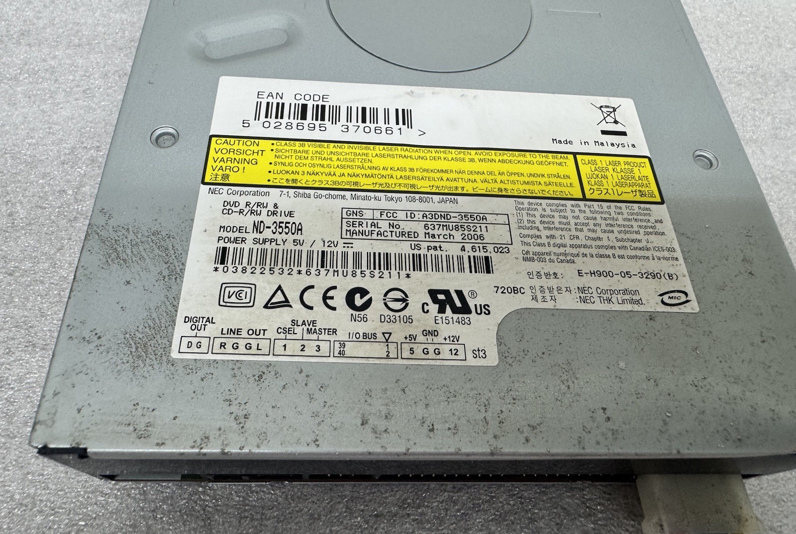 NEC ND-3540A DVD R/RW & CD-R/RW Drive 