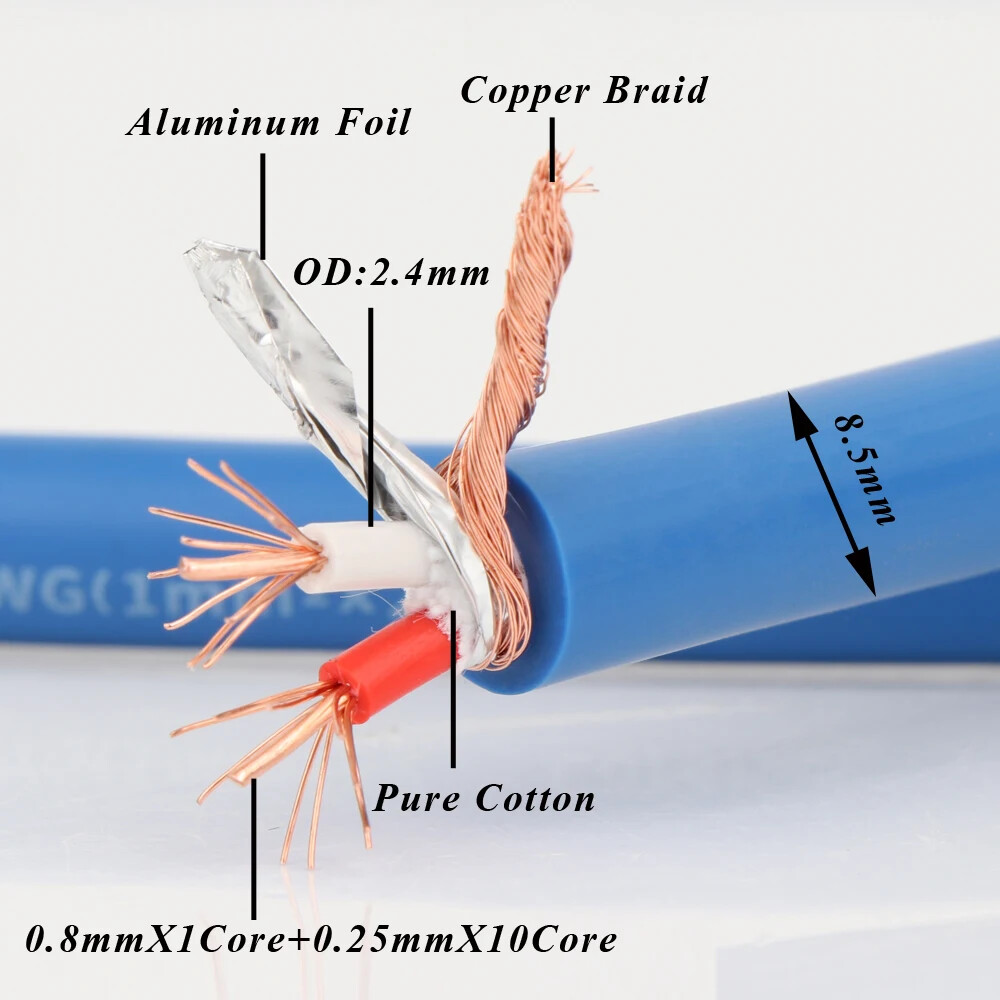 Copper Signal Cable Audio HiFi RCA Power Cable XLR Interconnect 5N OFC Wire 1 M