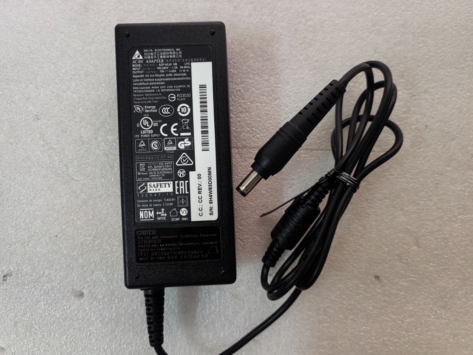 NEW Genuine Delta 19V 3.42A 65W ADP-65JH HB For 315QHD165 Gaming Monitor Adapter