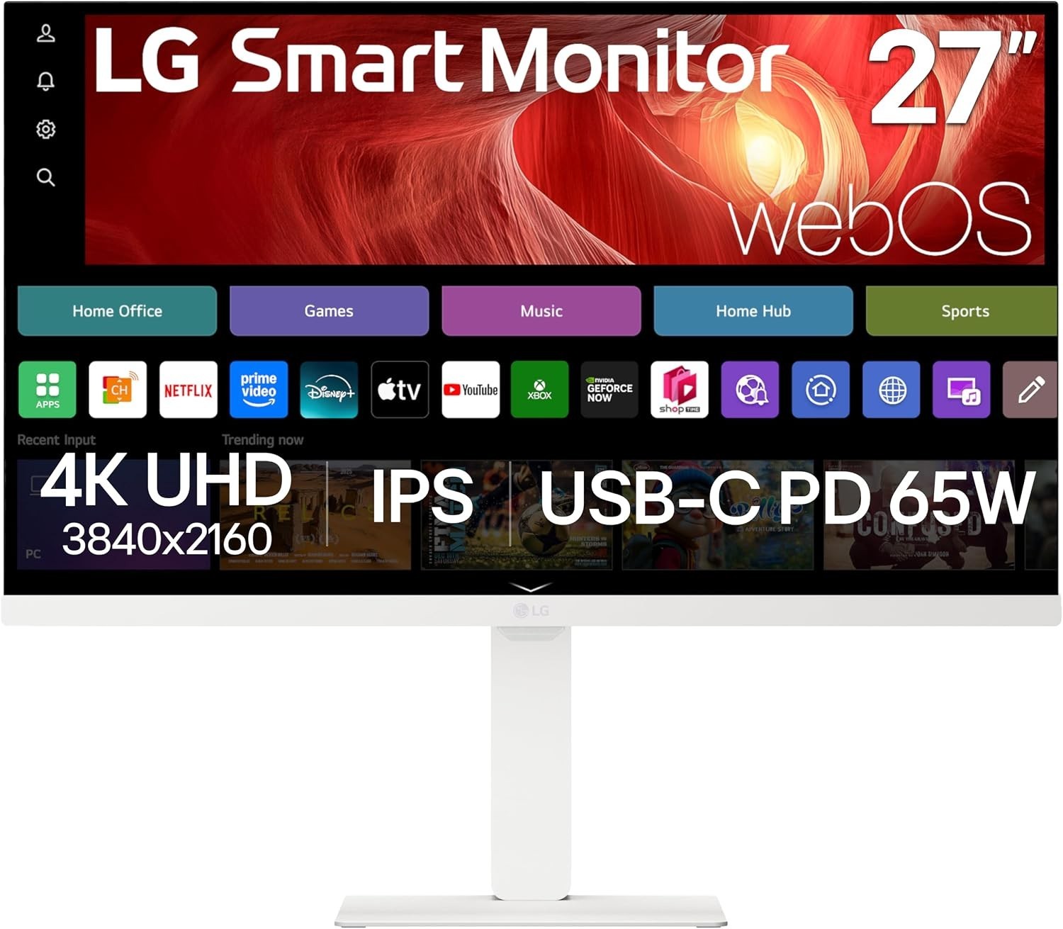 LG 27" 4K UHD 3840 x 2160 IPS Monitor, HDR10 Pivot Stand - 27U730SA-W 27 - White