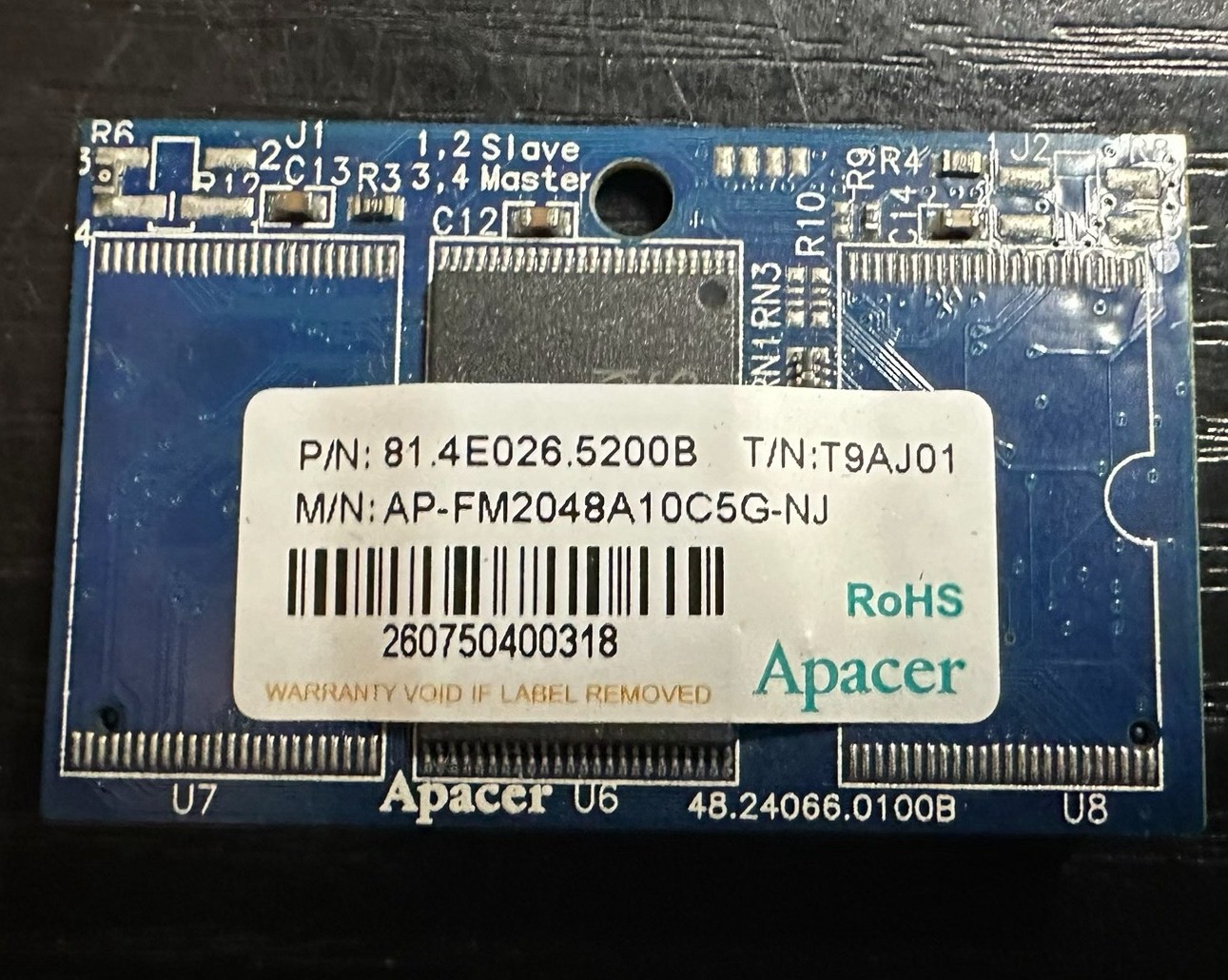 1Pcs Apacer 2GB 44-Pin IDE Flash Memory NOTEBOOK DOC DOM FLASH