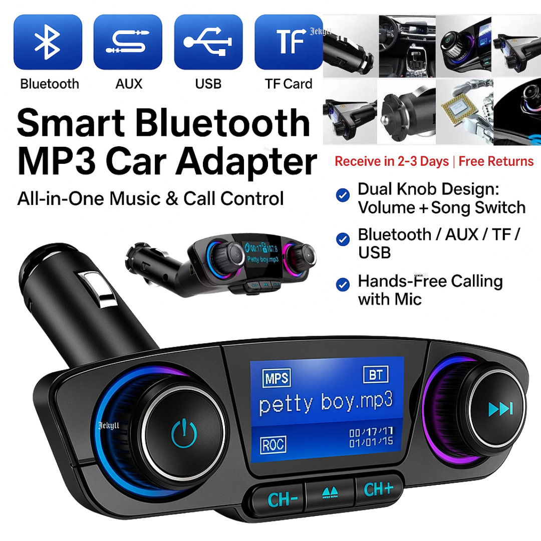 Conecta, Reproduce y Llama Transmisor Bluetooth para Autos MP3 Manos Libres