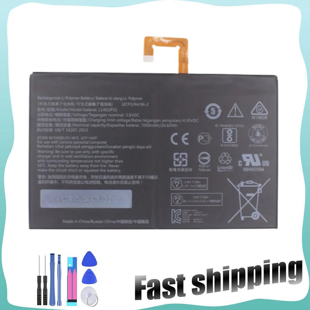 L14D2P31 Battery Replacement For Lenovo TAB 2 TB-X103F ZA1U0000US 3.8v