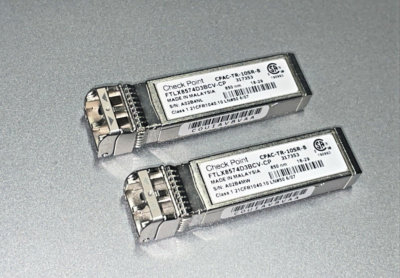 2x Check Point CPAC-TR-10SR-B Tranceiver Module 10GBASE-SR