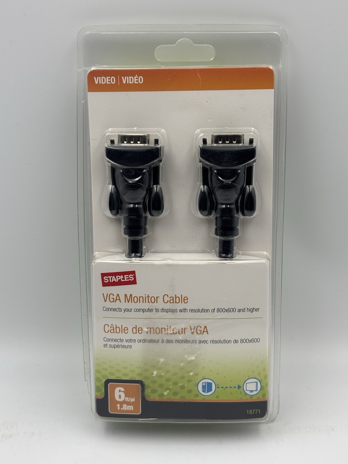 Staples 6ft Male to Male VGA Monitor Cable 