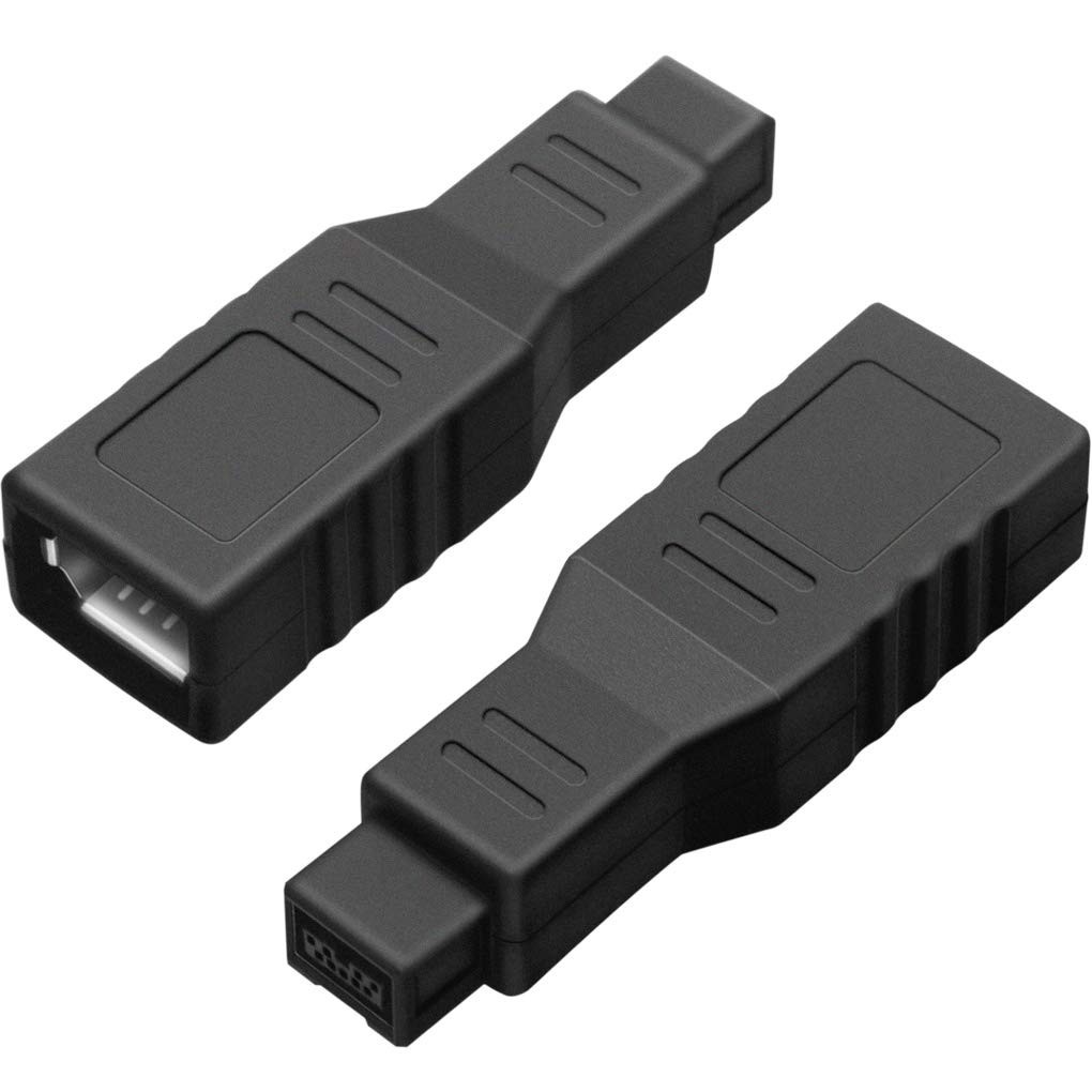 FireWire 400 to 800 Adapter Converter 2-Pack | IEEE 1394a 6-Pin to 9-Pin Male Bl