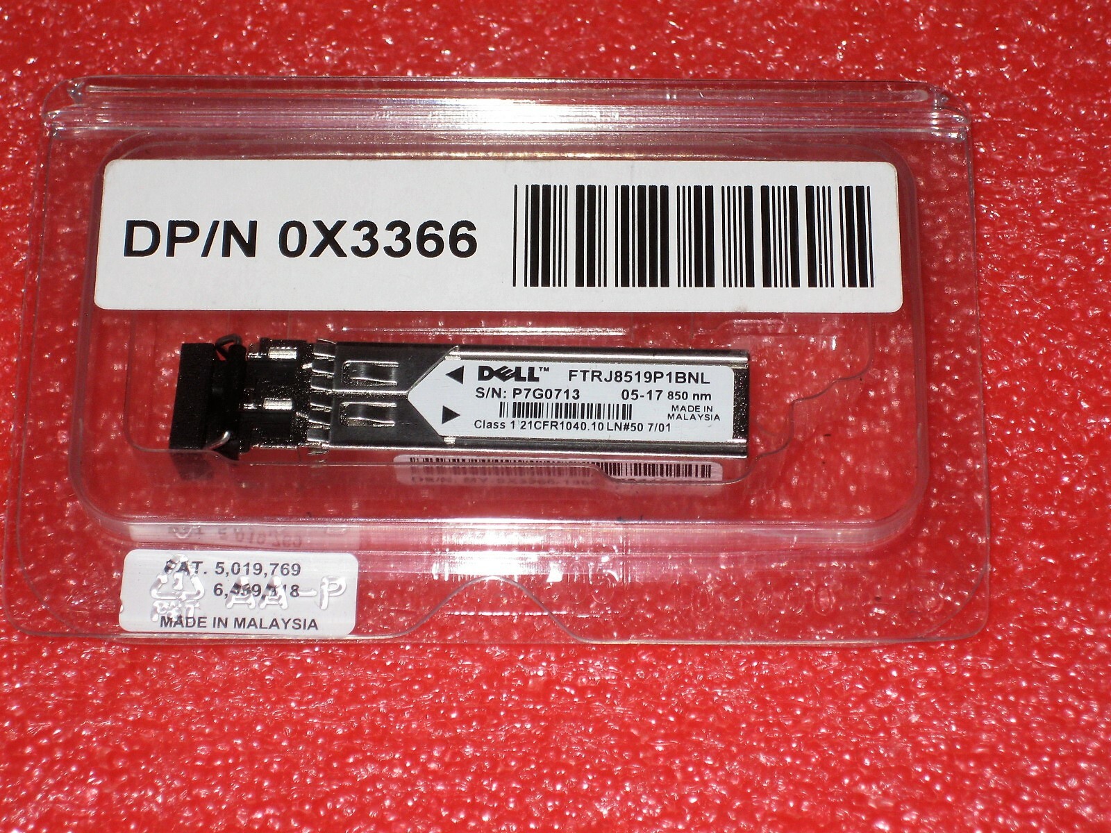 Genuine Dell 1gbps 407-10587 63GGJ 0X3366 1000Base-SX SFP-SX module Transceiver 