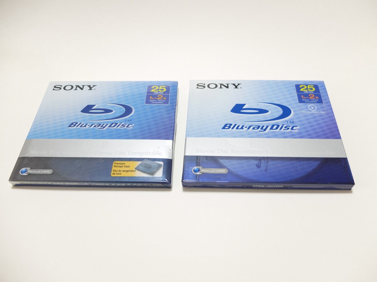 Sony BD-R 25GB Blu-ray Disc 1-2x AccuCORE - 2 Pack Sealed Jewel Case - JAPAN