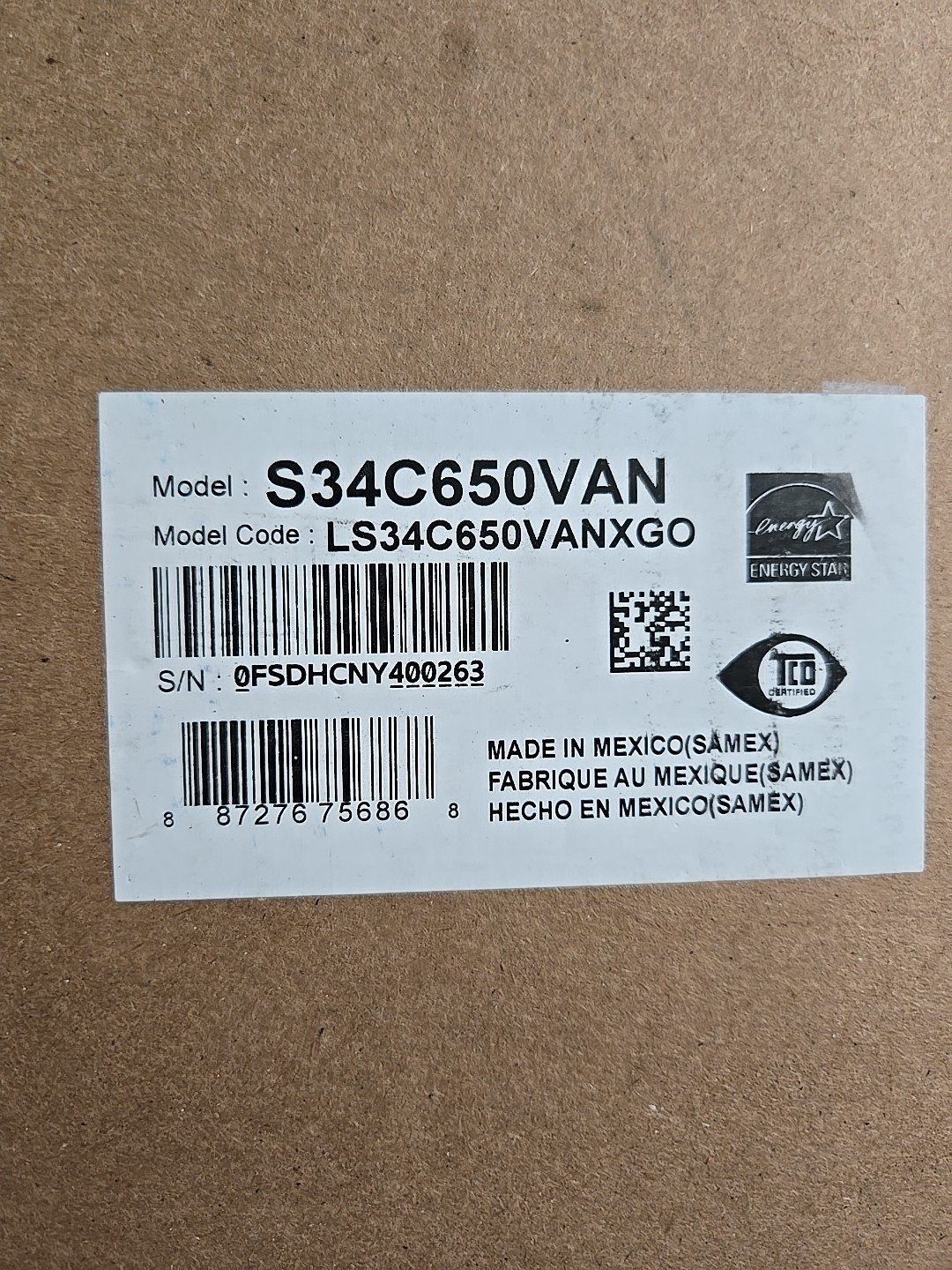 SAMSUNG S34C650VAN 34 ViewFinity Curved PC Monitor 