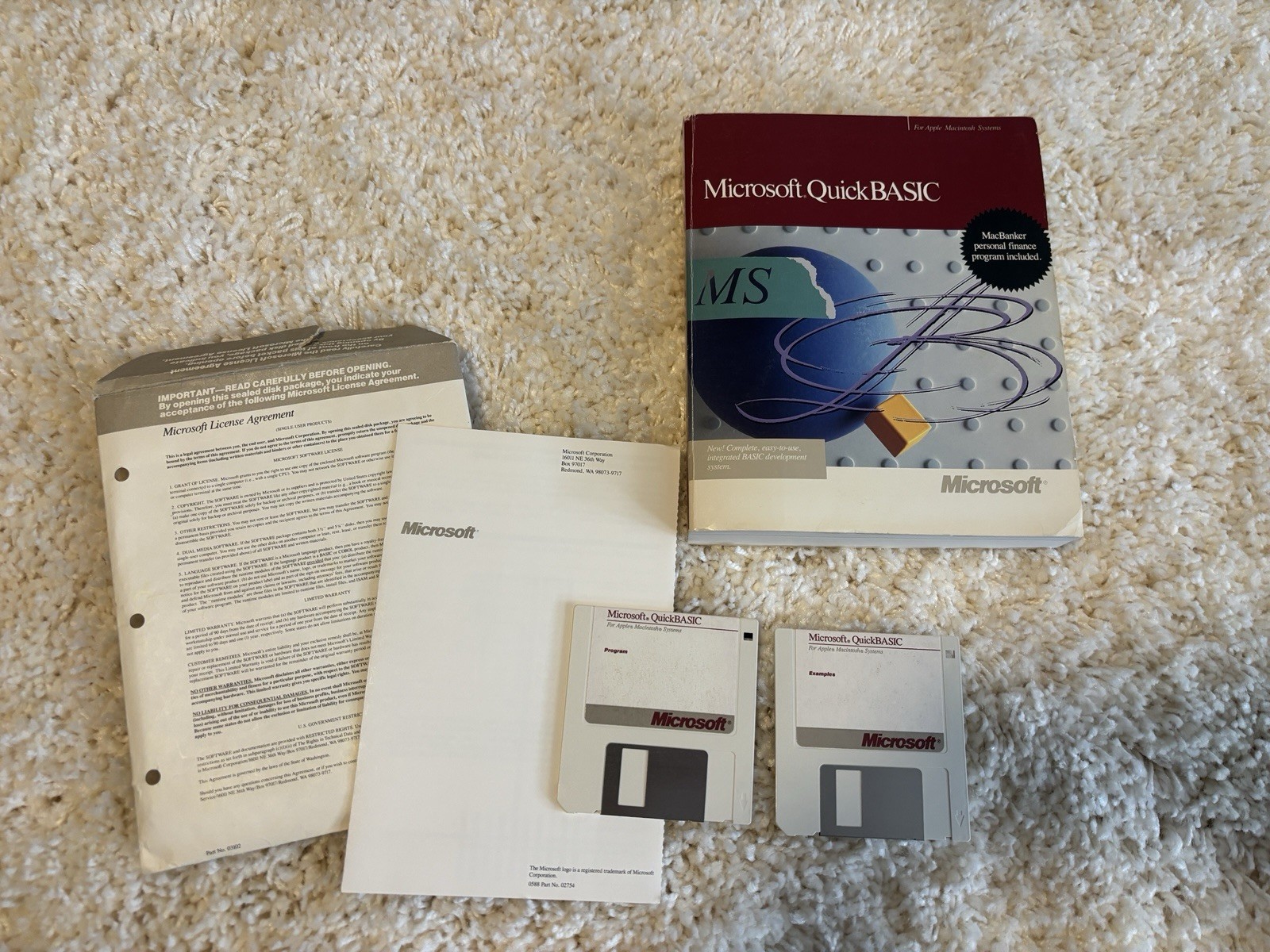 RARE Vintage Apple Microsoft Quick Basic Macintosh Software Books Original V 1.0