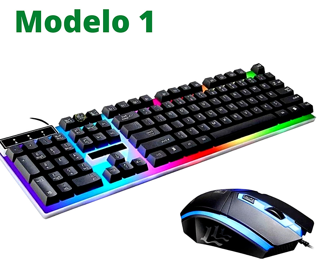 Teclado Mecanico Con Cable Para PC Computadora Multicolor Con Raton Mouse LED