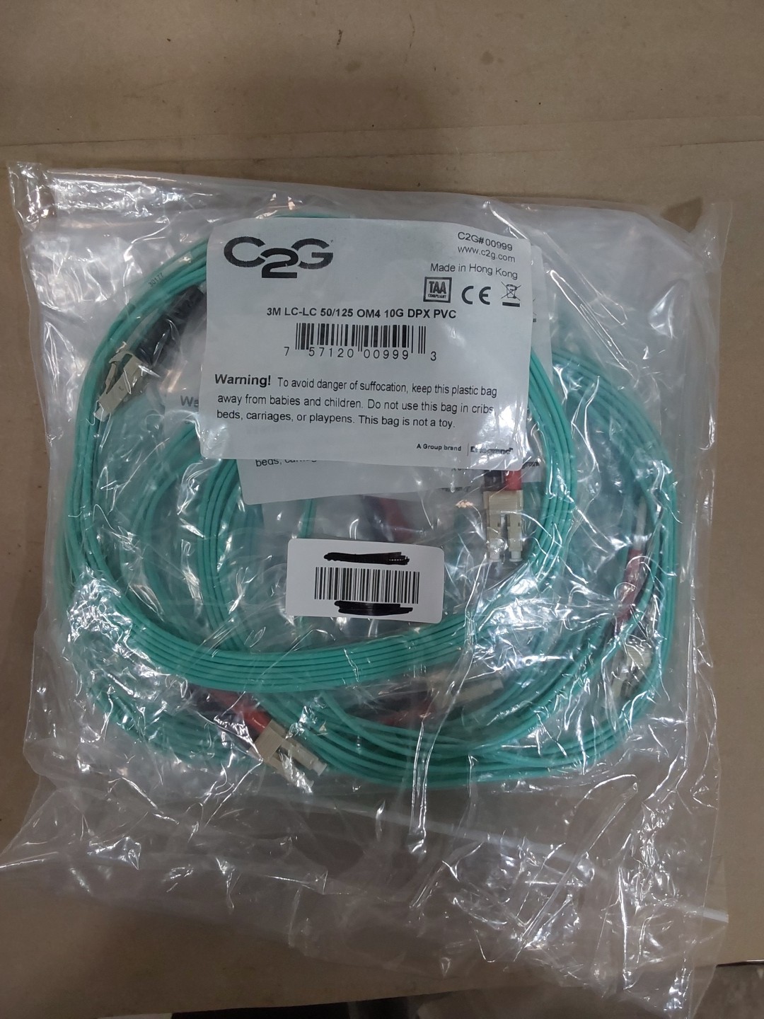 10 Pack - Legrand C2G Fiber Optic Cable 3M LC-LC 50/125 OM4 10G DPX PVC Duplex