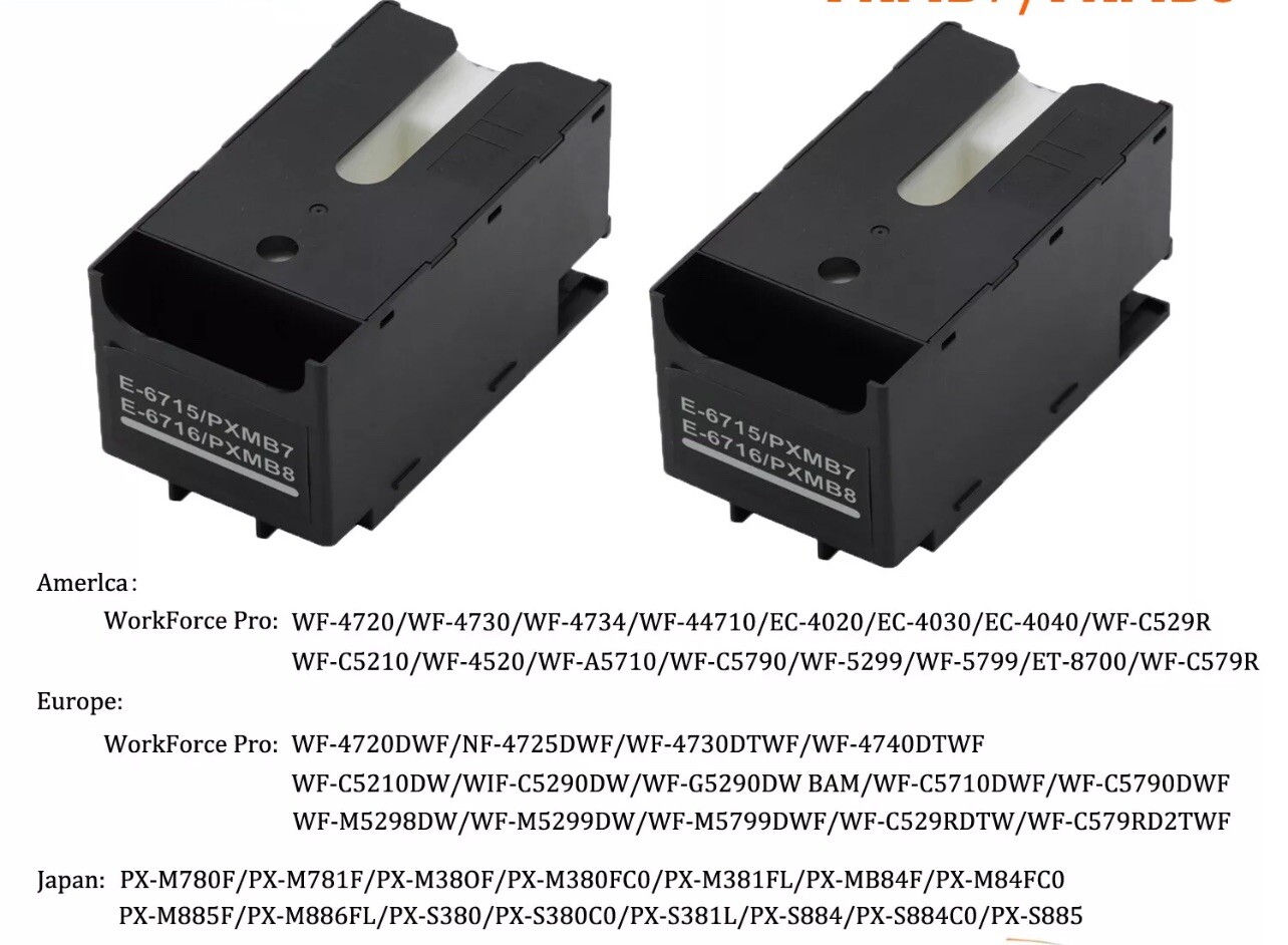 2*T6715 T6716 Maintenance tank Waste ink box for WF-4720 4730 4740 4734 WF-C5210