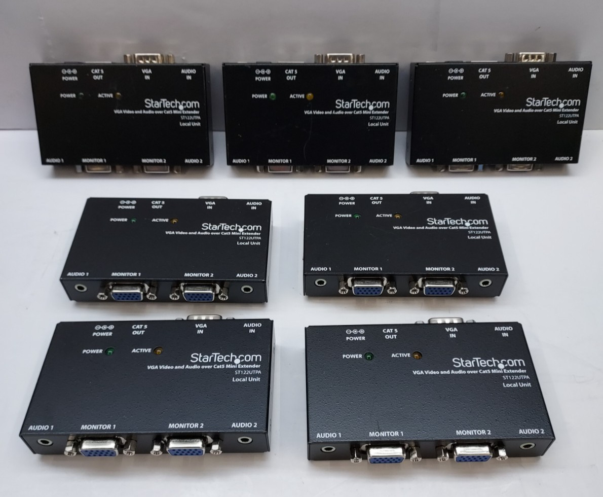 StarTech ST122UTPA/C5F6E1D637 VGA Video and Audio Mini Extender W/ AC Lot Of 7