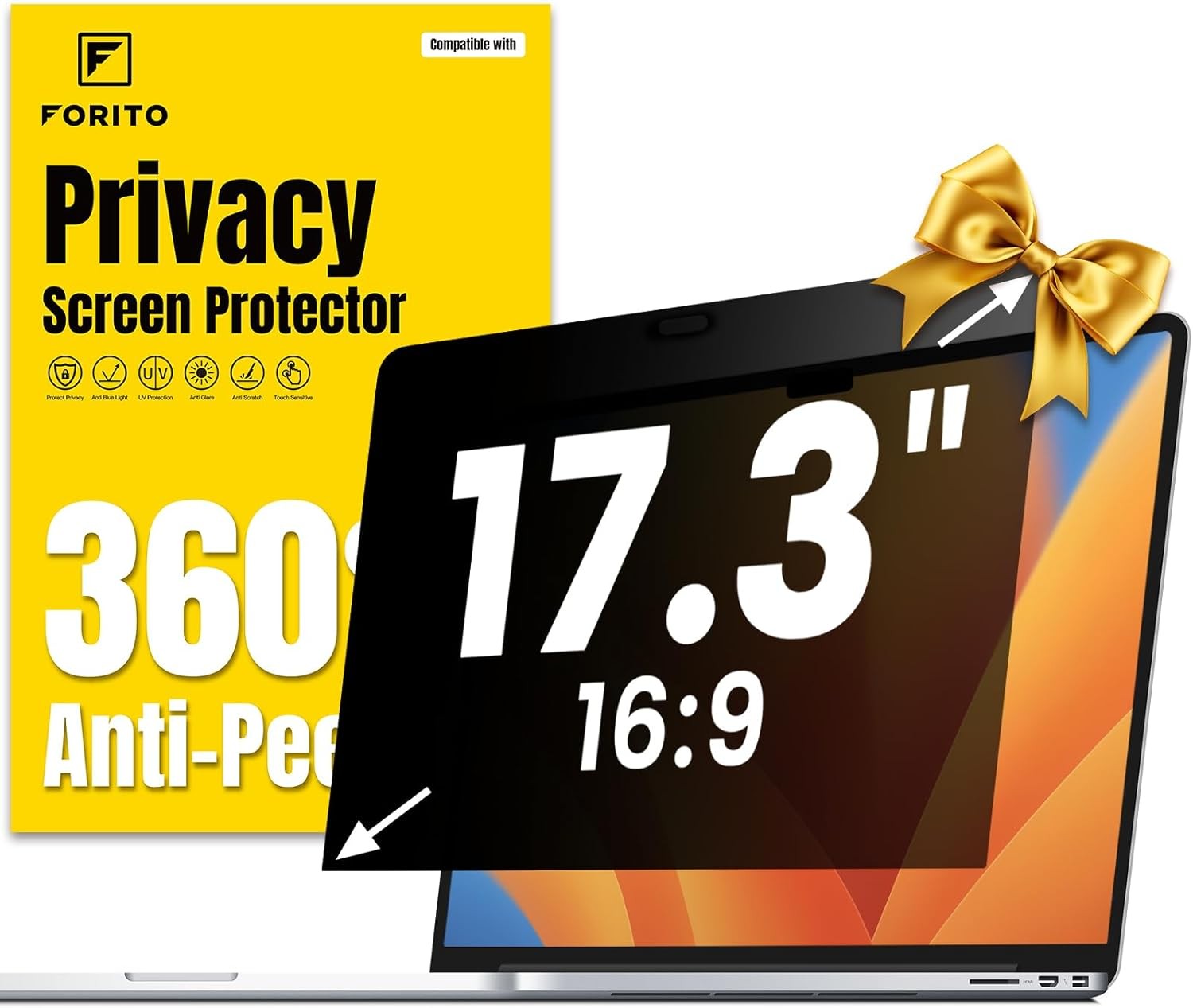 F FORITO 17.3 Inch 16:9 360° 17 Computer with Aspect Ratio, Black 
