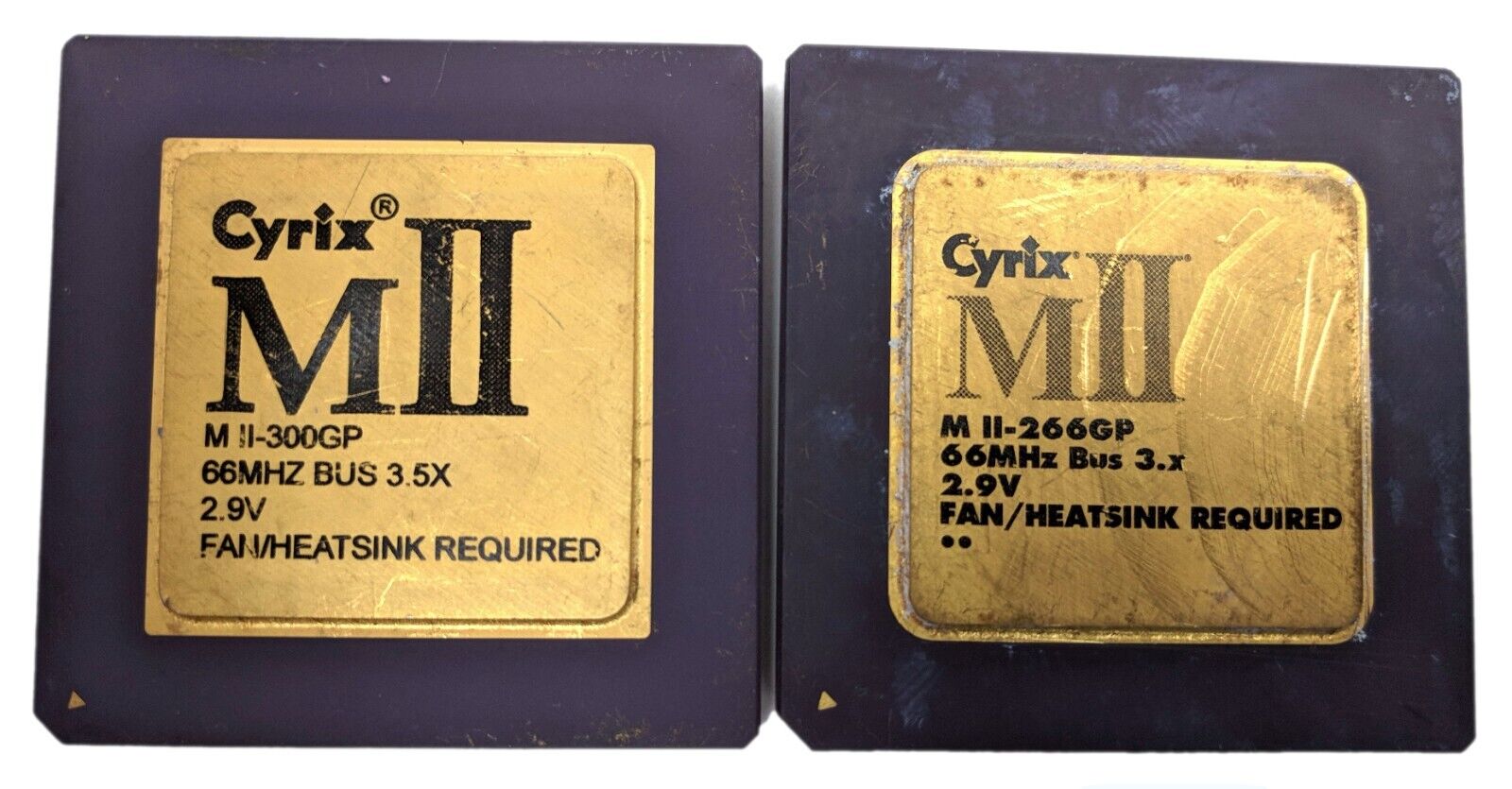 Lot of 2 Vintage 1995 Cyrix MII M II-266GP / M II-300GP 66MHz CPU Processor Gold