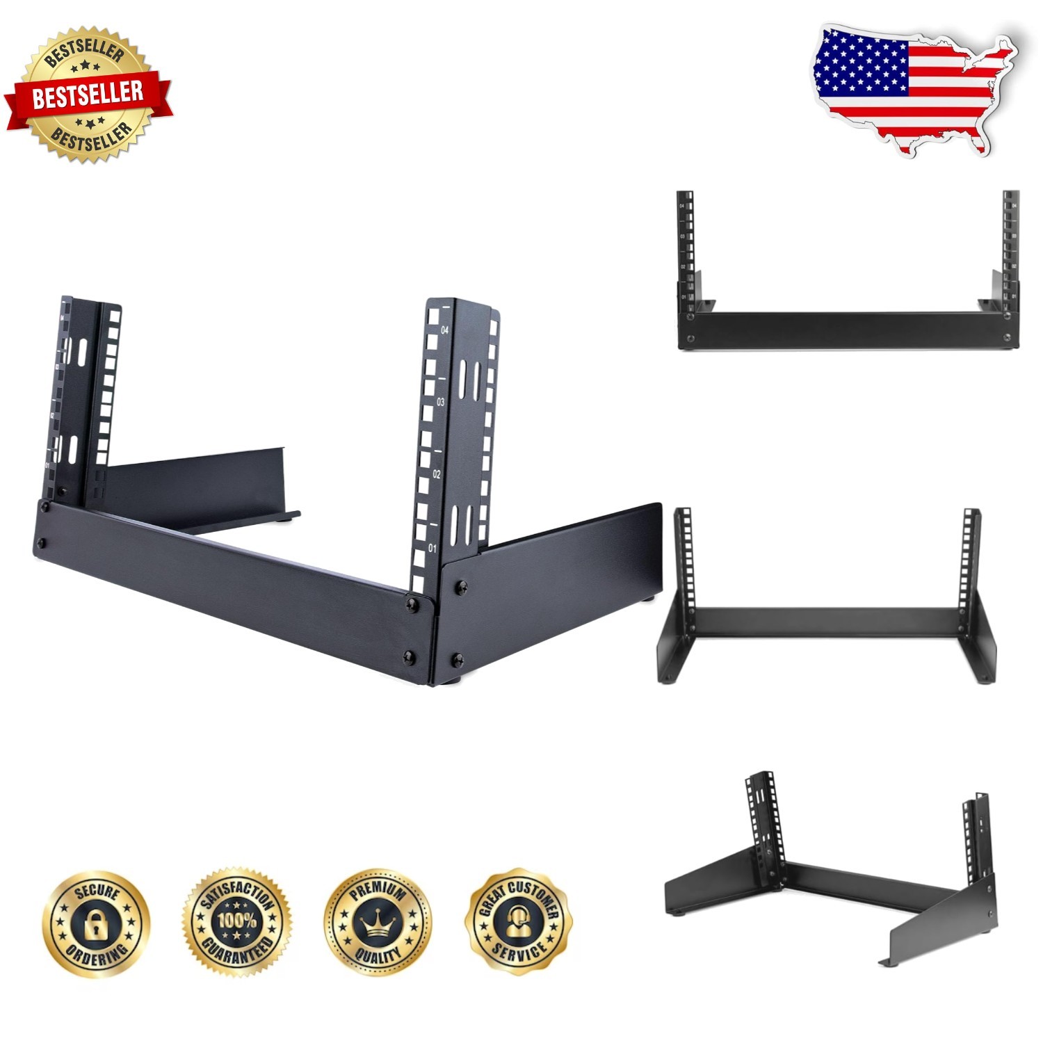 Mini 4U Computer Rack: 2-Post 19in Open Frame, Home/Office, Durable Steel Build