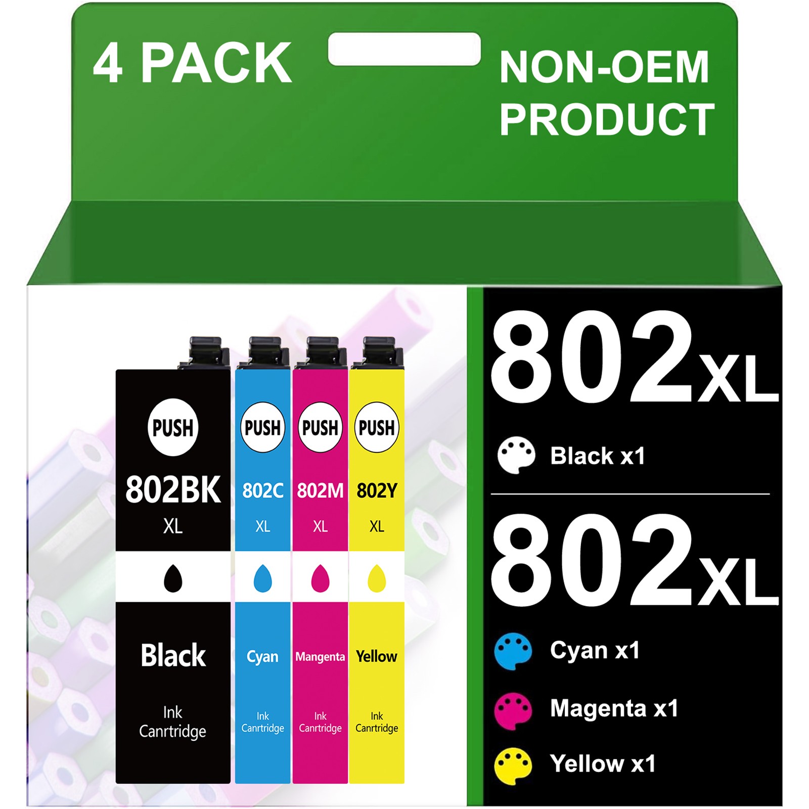 4PK 802XL T802XL Ink For Epson WorkForce Pro WF-4720 WF-4730 WF-4734 WF-4740