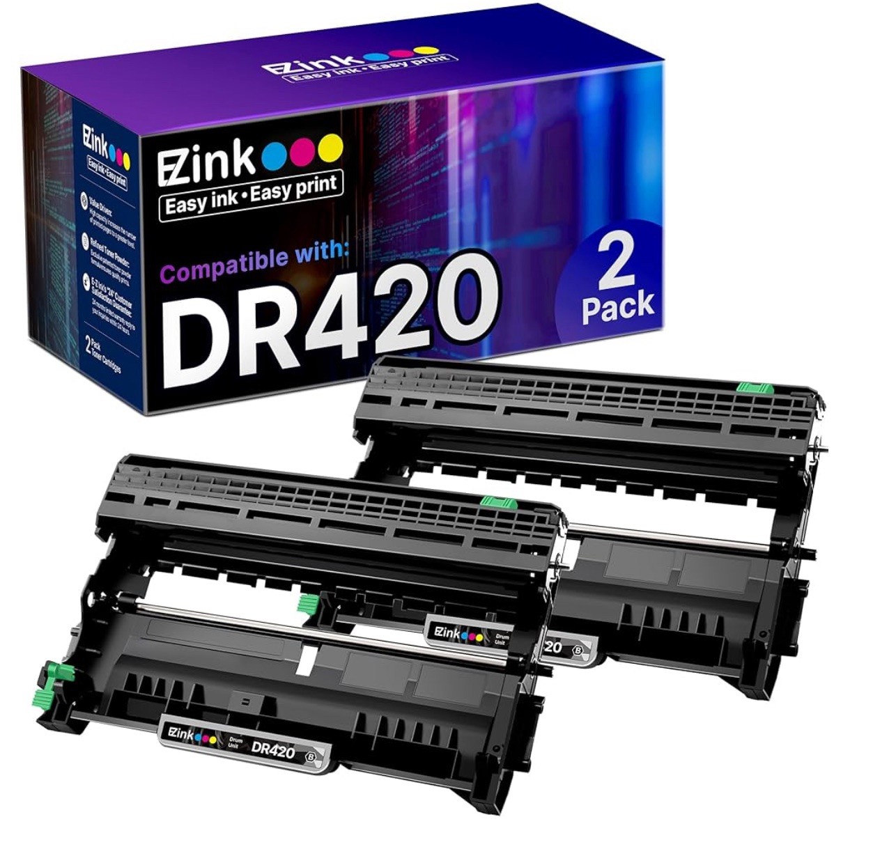 E-Z Ink 2 pack Drum Unit (Not Toner) Brother Printer DR420 & more in description