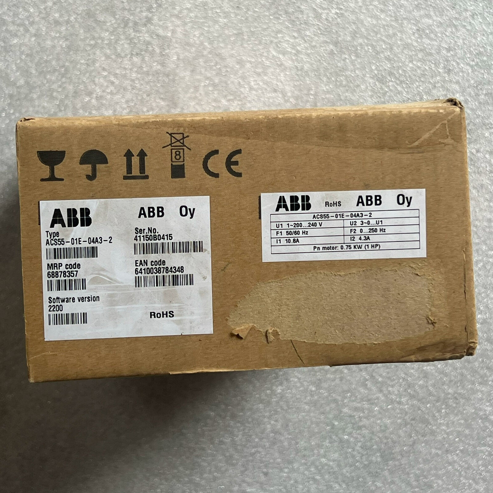 1 piece new abb Inverter ACS55-01E-04A3-2 AC200V~240V 0.75KW Fast Free delivery