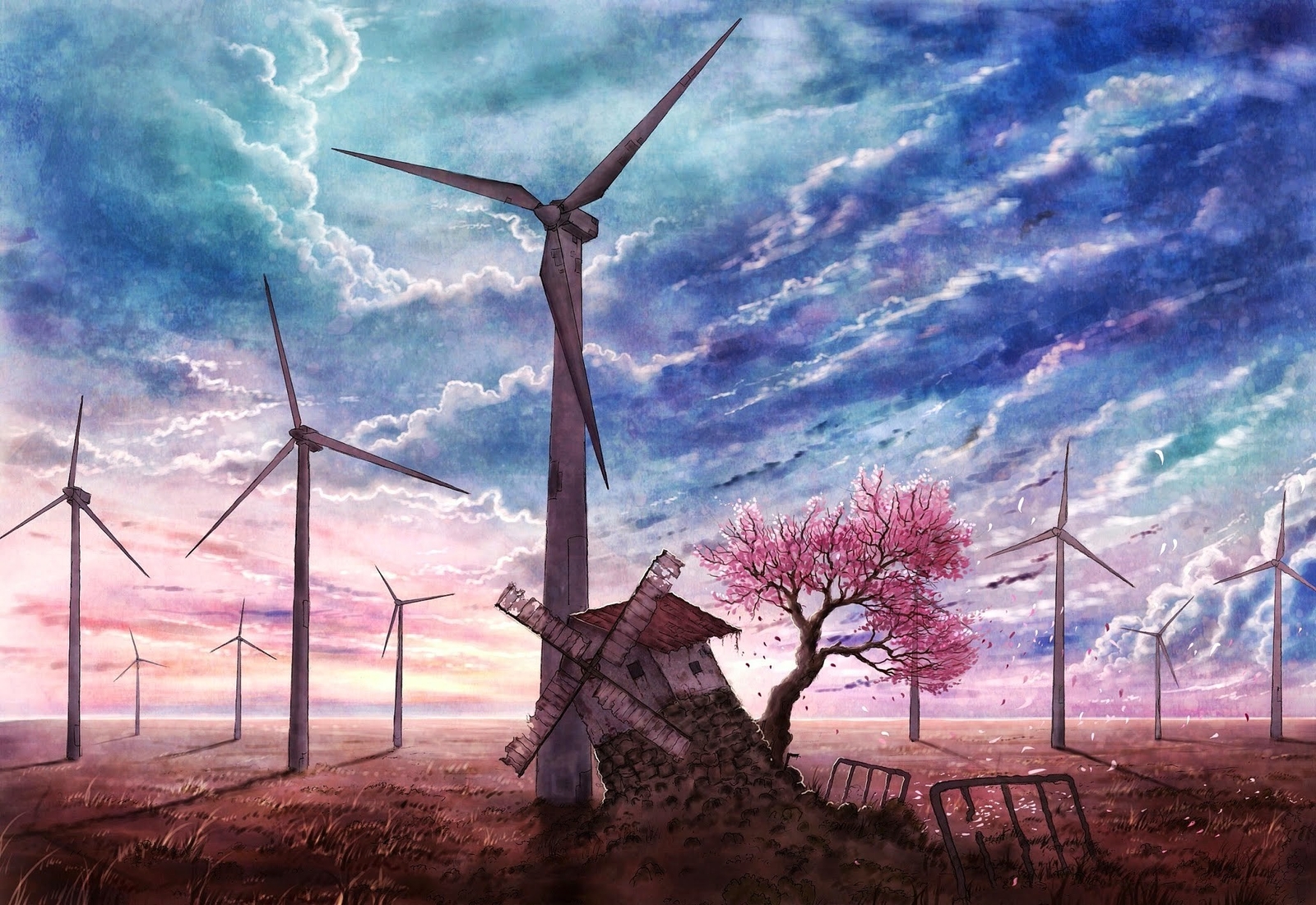 Landscape  trees sky clouds c_o_l_a wind Custom Gaming Mat Desk