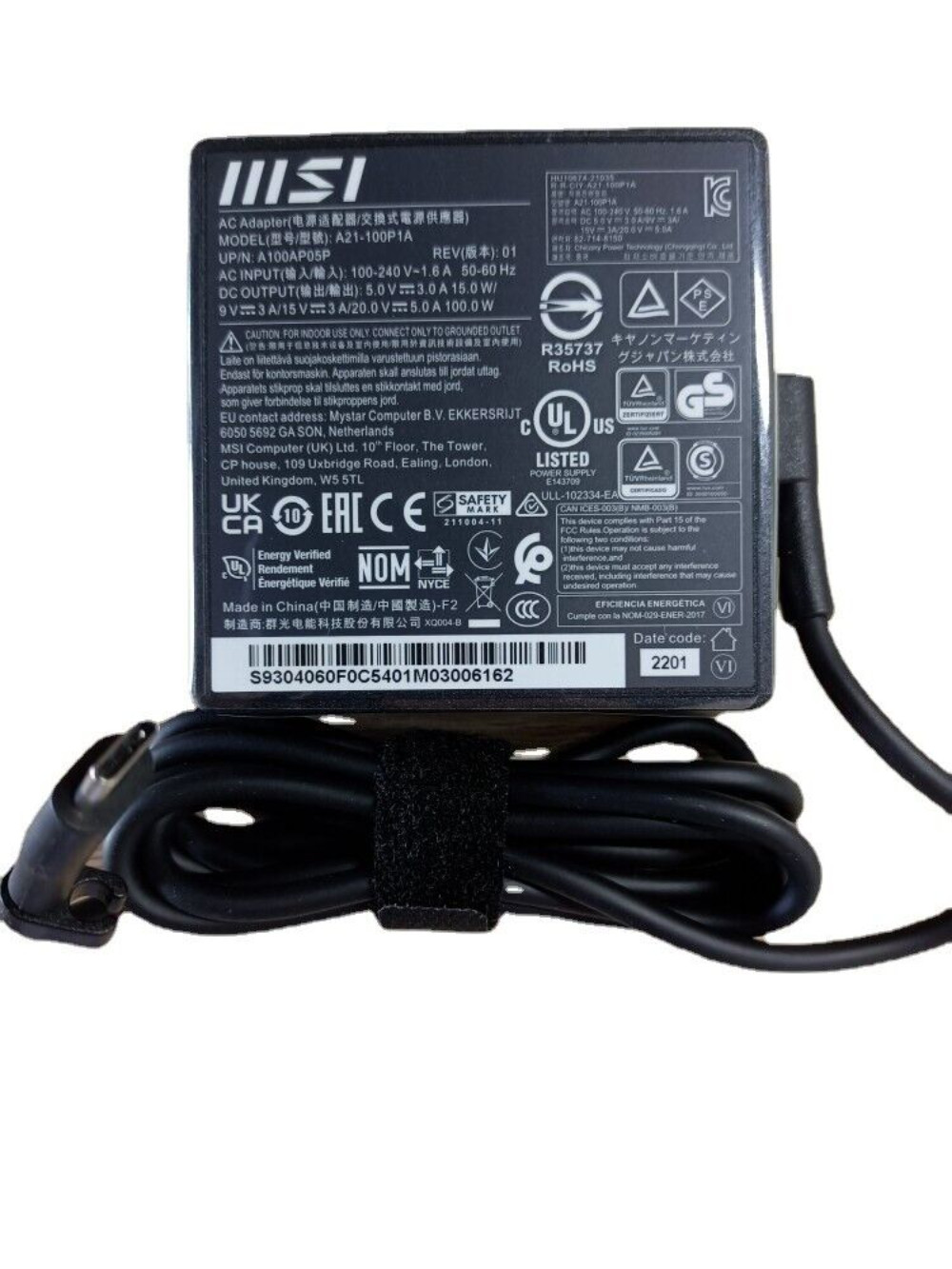 Genuine MSI 100W USB C Charger for MSI Summit E16 Flip A12UCT Type C AC Adapter
