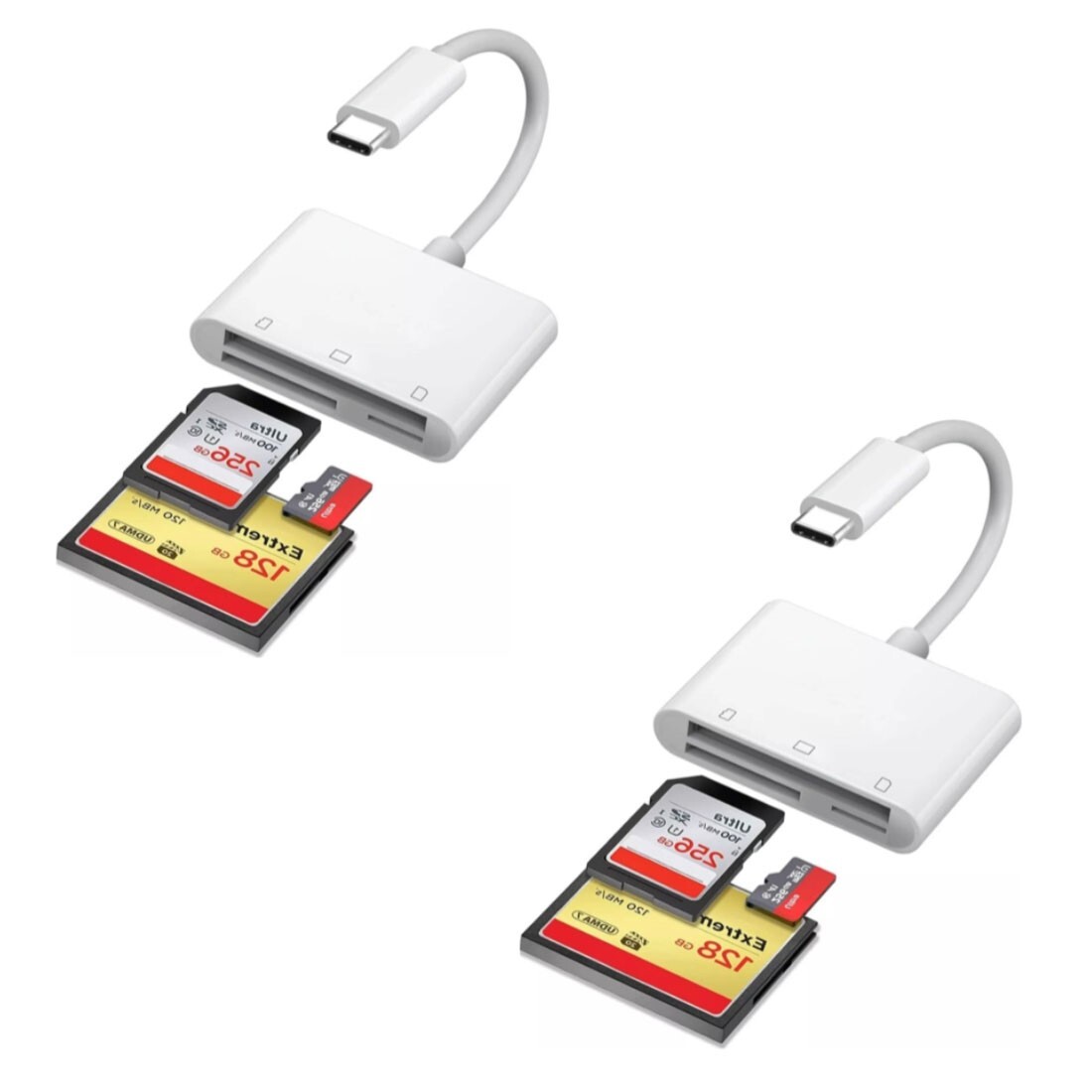 FLEAVER 2PACK USB C to SD CF Card Reader for iPad Pro/Macbook Support CF/SD/TF