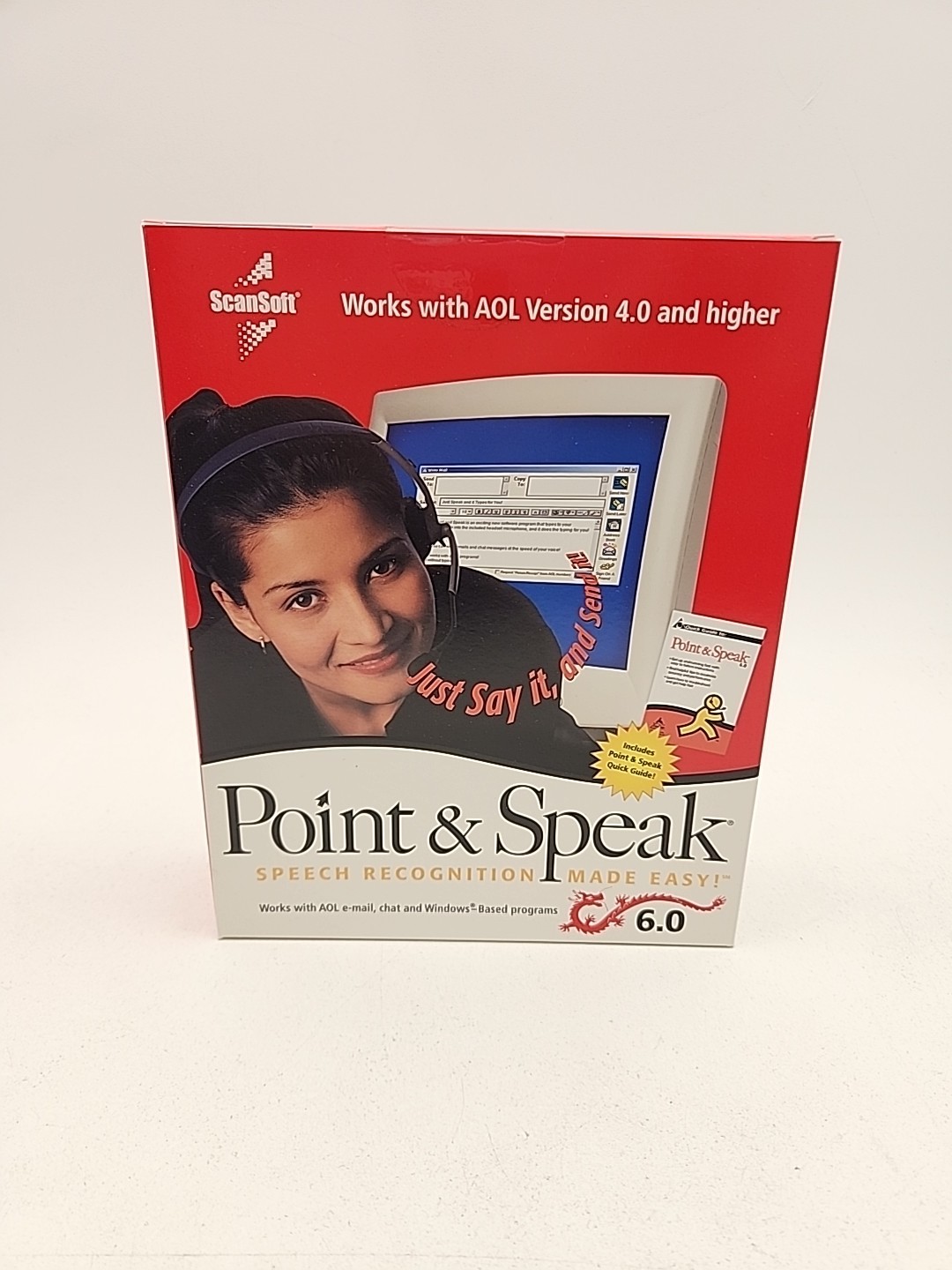 AOL Dragon Systems Point &Speak Windows 95/98/NT/2000 XP BIG BOX PC NEW SEALED