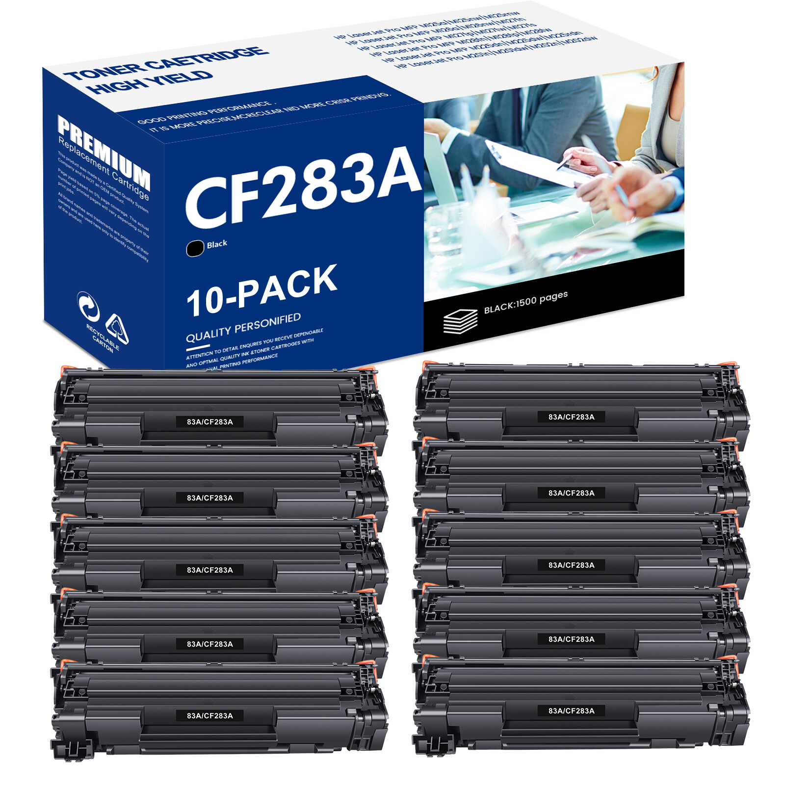 10 Black 83A CF283A Toner Cartridge For HP Laserjet Pro M201n M127fw M127fn mfp