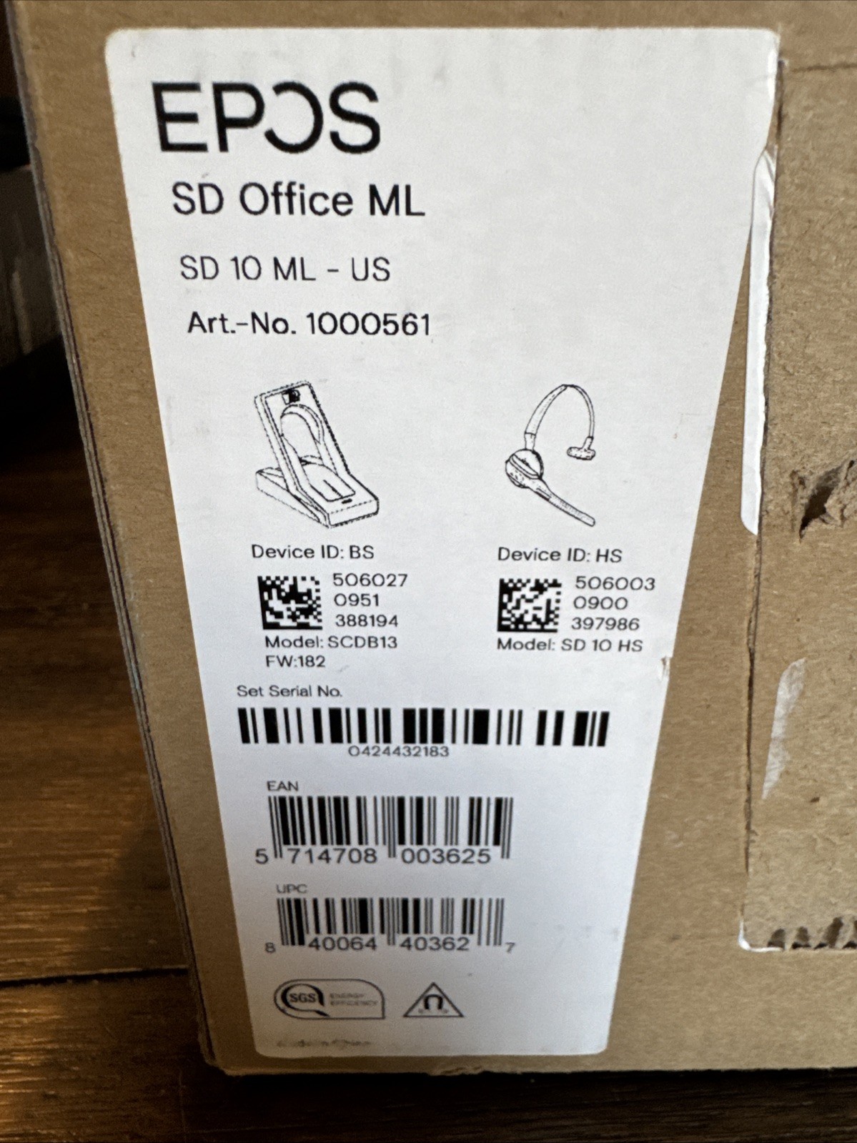 EPOS IMPACT SD Office ML Wireless DECT Headset SD 10 ML - US 1000561 NEW