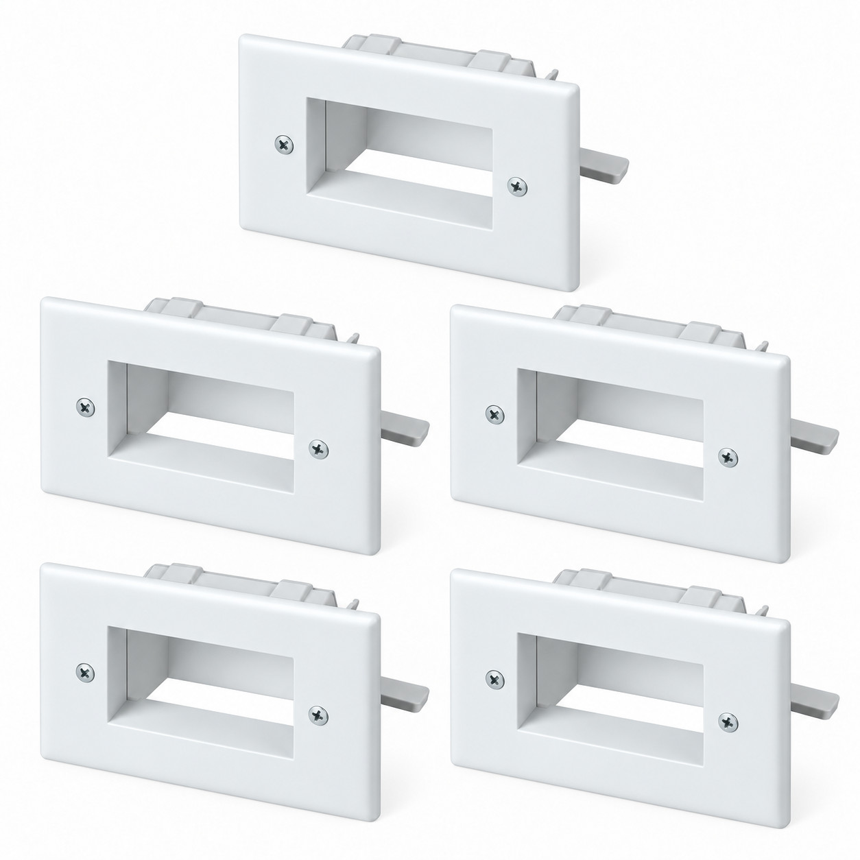 Commercial Electric 1-Gang Low Voltage Recessed Cable Plate, White (5 Pack)