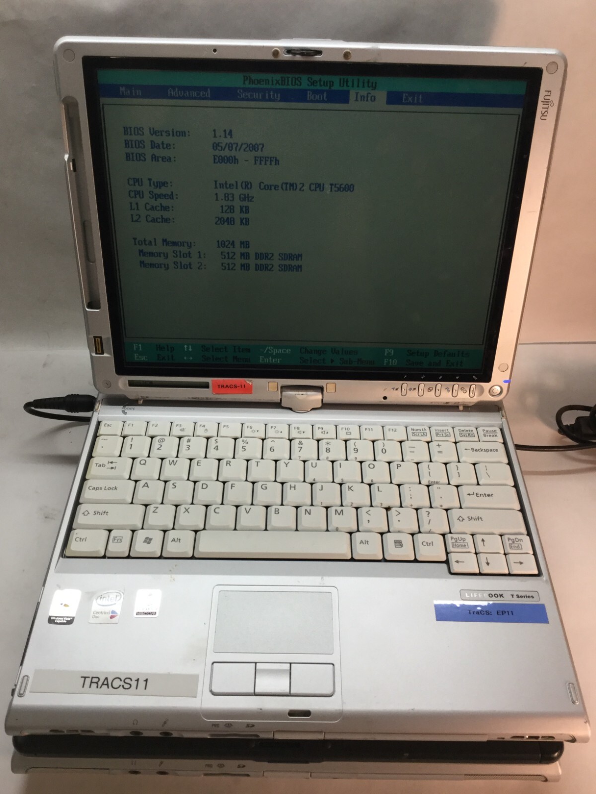 Lot of 2 Fujitsu Lifebook T4215 12" Intel Core 2 Duo- BOOT TO BIOS -MZ