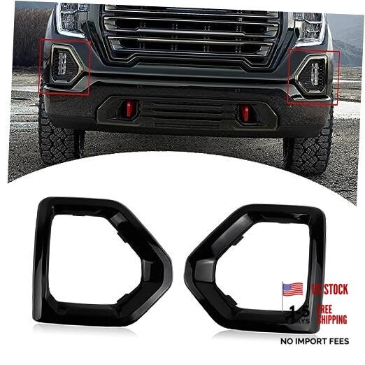1 Pair Front Fog Light Bezel Cover Exterior Trim Replacement Compatible Black
