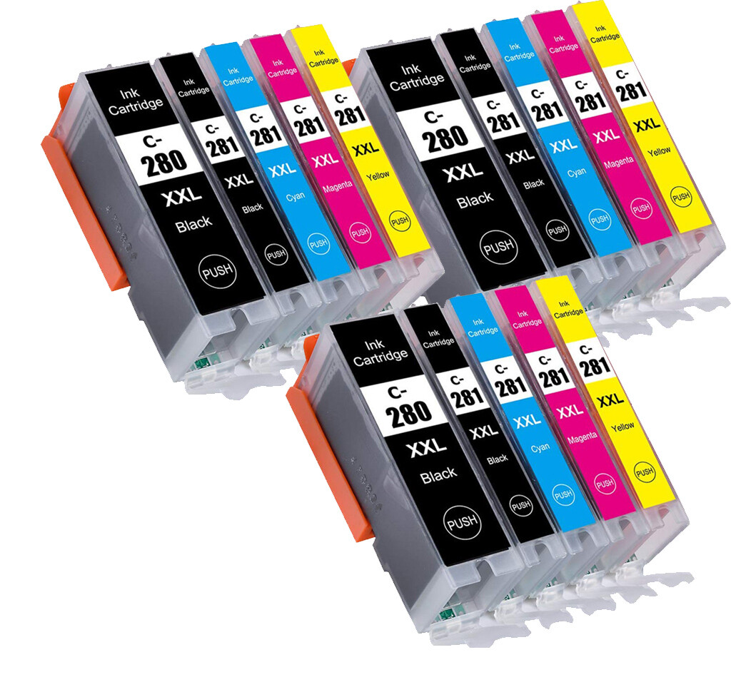 15Pk Premium Ink Cartridges works for PGI 280 CLI 281 Canon TR7520 TR8520 TR8620