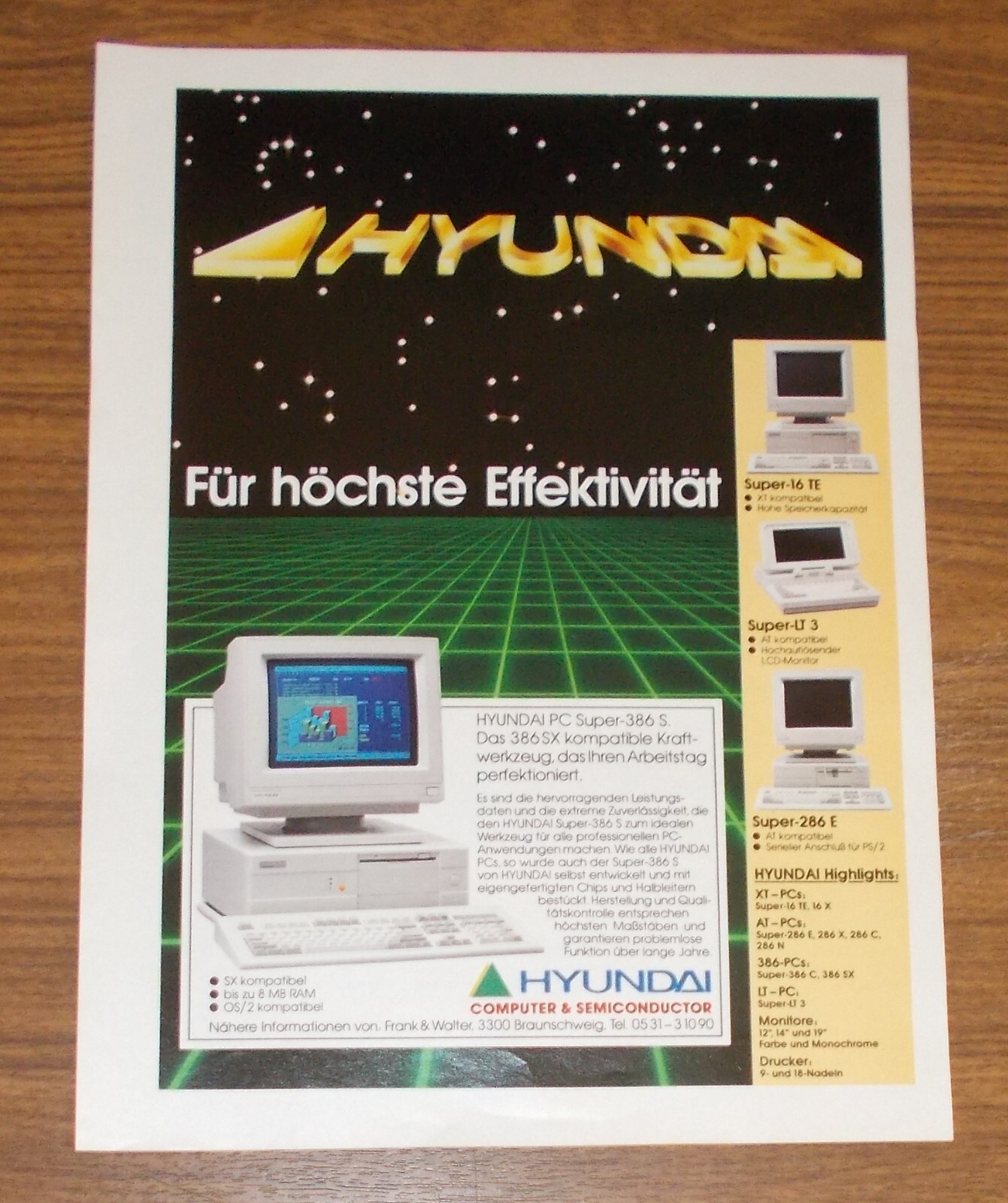Rare Advertising HYUNDAI SUPER 386-S SUPER-LT 3 SUPER-16 TE 286 E Computer 1990