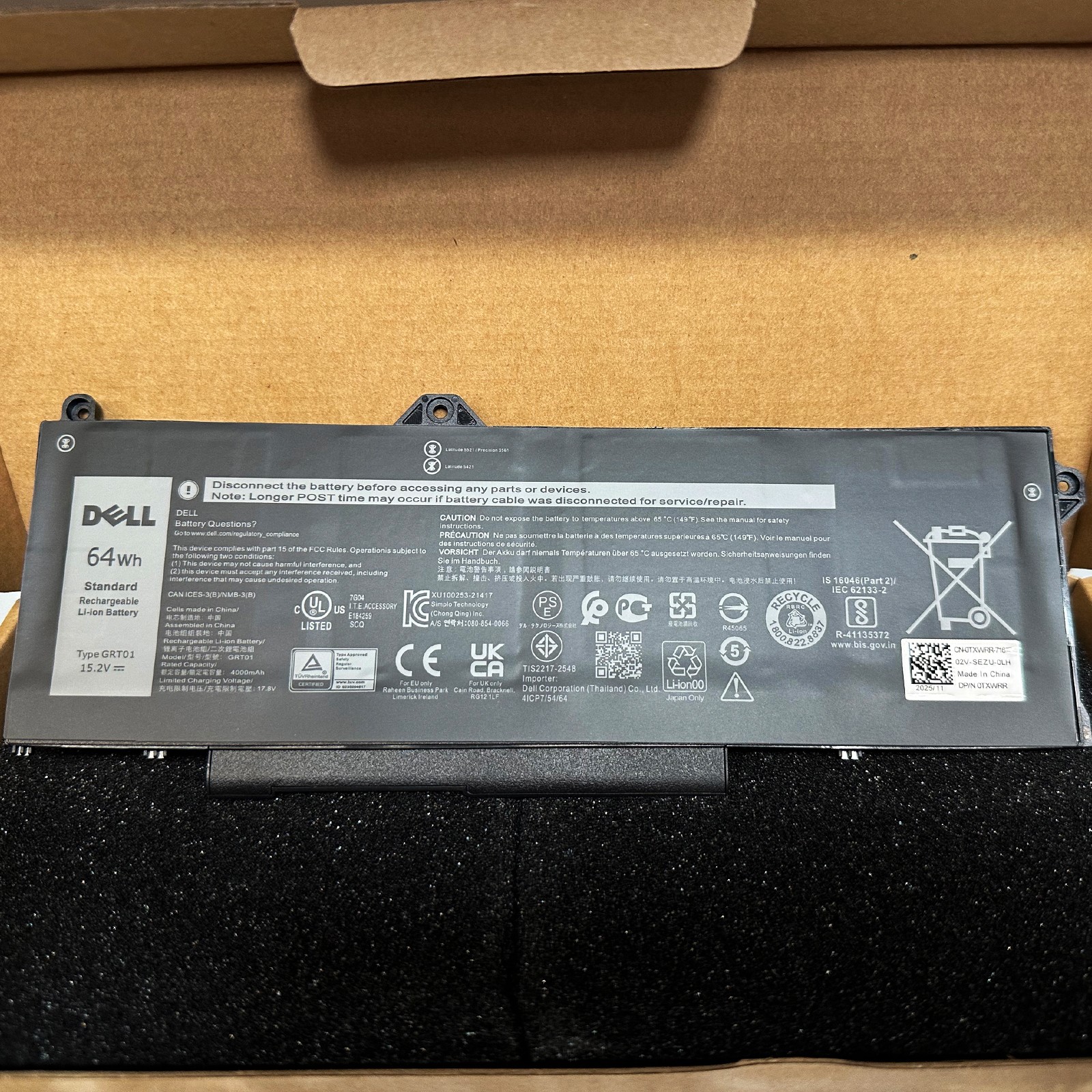 OEM GRT01 64Wh Battery For Dell Latitude 5421 5431 5521 Precision 3561 3571 3470