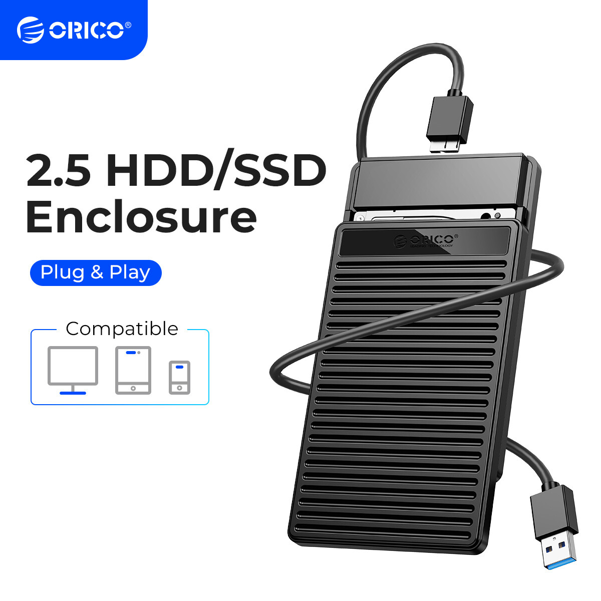 ORICO 2.5 Hard Drive Disk USB3.0 to SATA HDD SSD Enclosure External Laptop Case