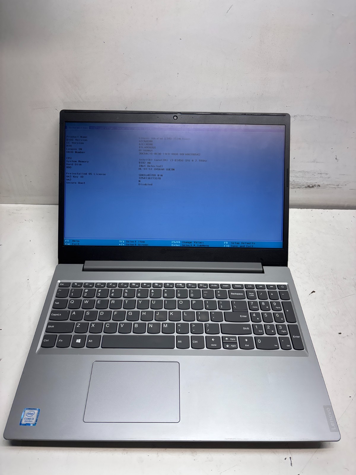 Lenovo IdeaPad L340-15IWL Touch Intel Core i3-8145U 2.10GHz 8GB NO HDD