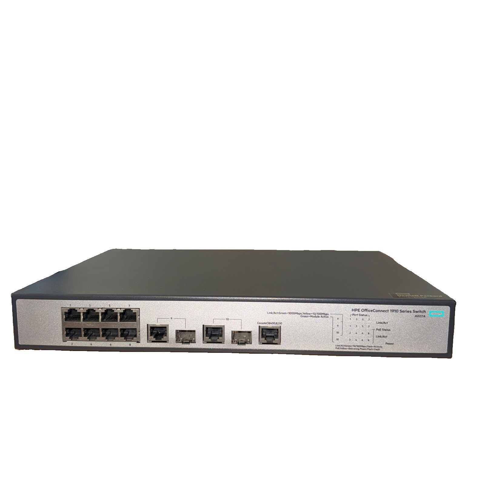  Used HPE OfficeConnect JG537A 1910-8 -PoE+ Table Switch 65W PoE+