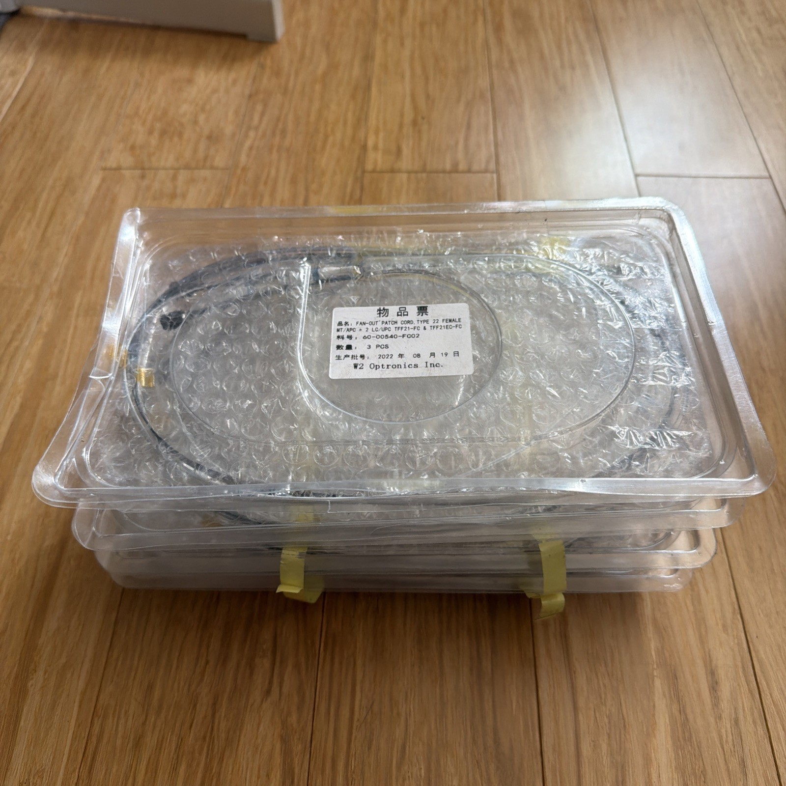 W2 Optronics Fan-Out Patch Cord Type 22 Female MT/APC to 2 LC/UPC 12PCS TOTAL