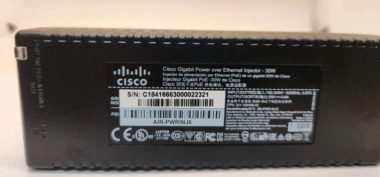 Genuine Cisco Aironet AIR-PWRINJ6 Power Injector for Cisco Access Points good