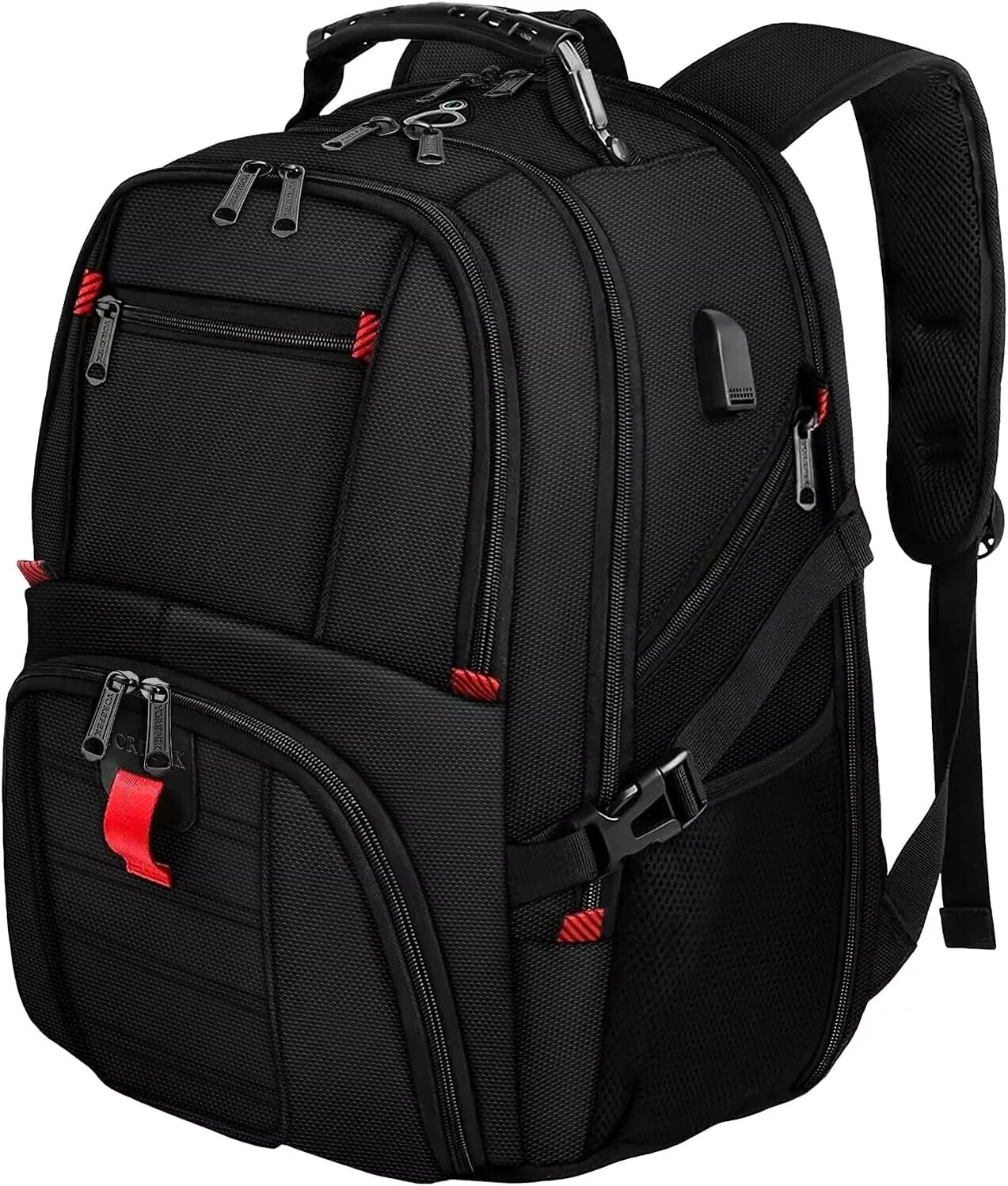 YOREPEK Extra Large Backpack, Fits 17" Laptops, With USB Charging Port, Black