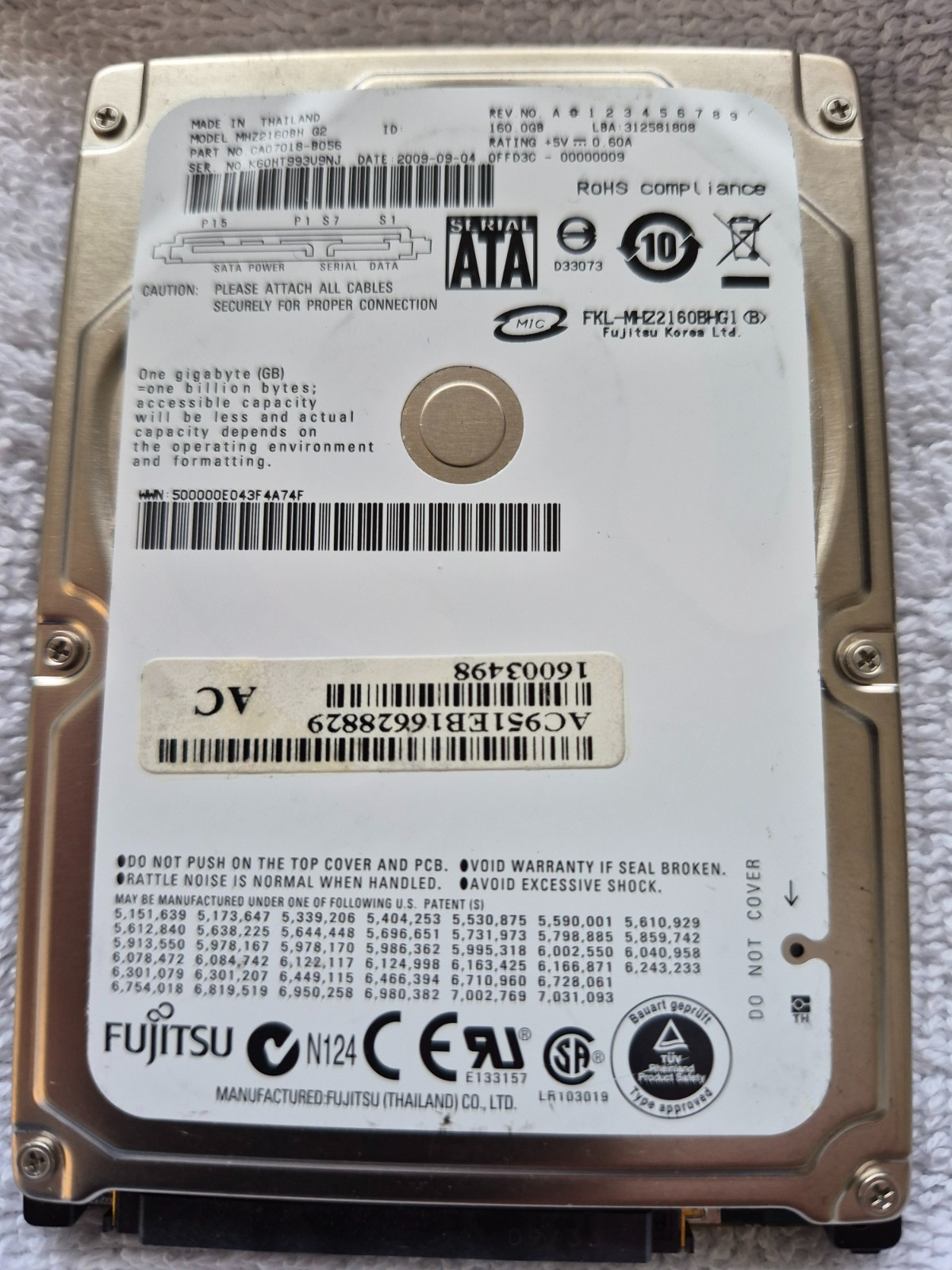 Fujitsu MHZ2160BH 160GB SATA 2.5 Computer Laptop Hard Drive Tested 100% Good